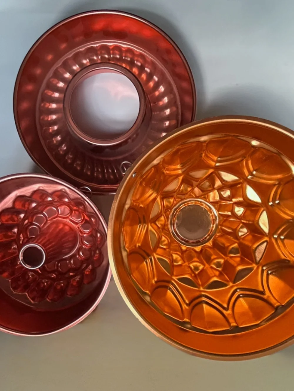 Vintage Set of 3 Copper Toned Aluminum Molds